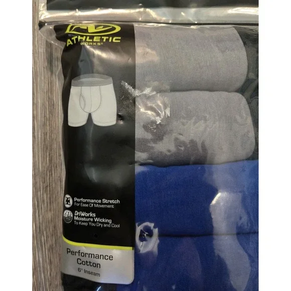 Athletic Works Men's Performance Cotton Boxer Briefs 6 Pack XL (40-42) 6" inseam - Picture 2 of 5